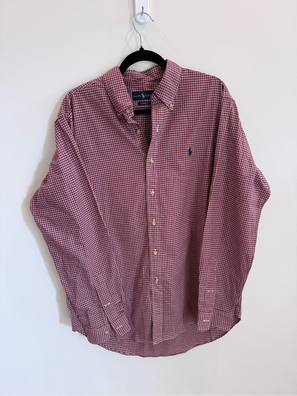 Ralph Lauren Classic Fit Gingham Button-Down Dress Shirt Business size Large